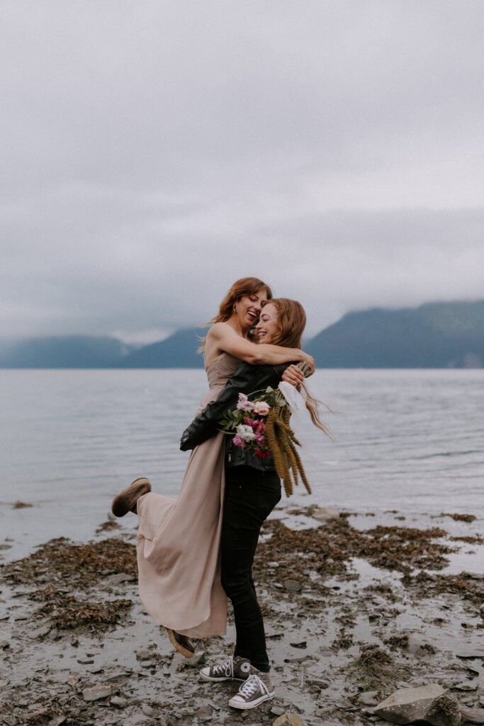 Kenai Fjords beach elopement in Alaska.