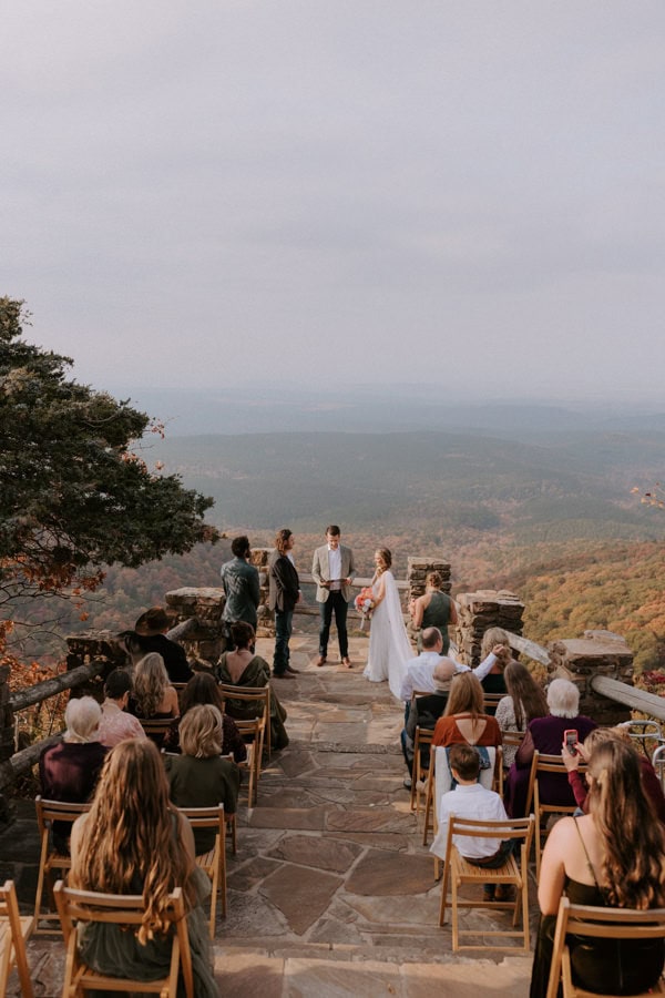 A wedding ceremony at Cameron Bluff on Mount Magazine State Park.